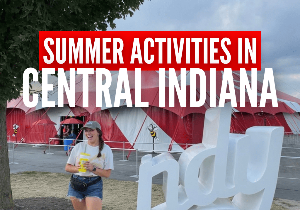 Summer things to do in Indianapolis and Central Indiana including river tubing at Sugar Valley, Indianapolis Indians baseball games, Go Ape ziplining, patio dining, farmers markets, Symphony on the Prairie, Nickel Plate Express railbike rides, Indiana State Fair, Splash Island water park, wineries, and more.