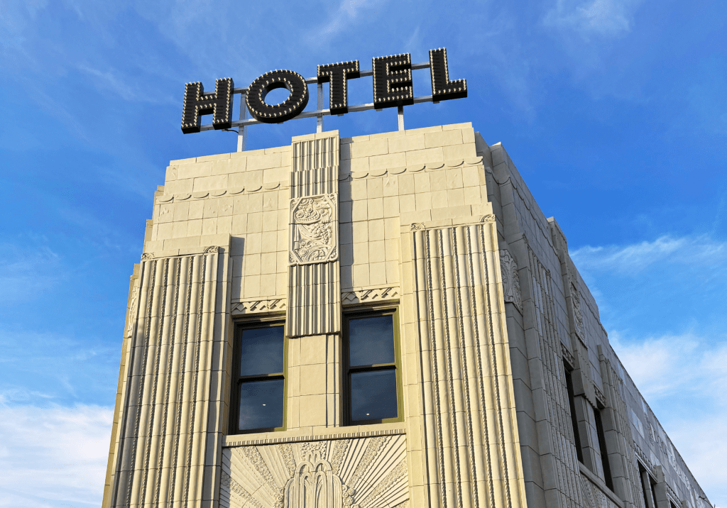 The Bottleworks Hotel is on Mass Ave in Indianapolis within the Bottleworks district